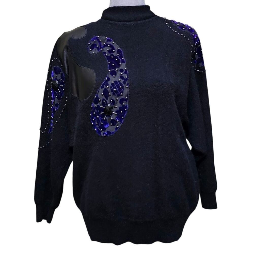 Vintage Andriano I. Fatigati Sweater Women's Size M Wool/Angora Abstract Artsy